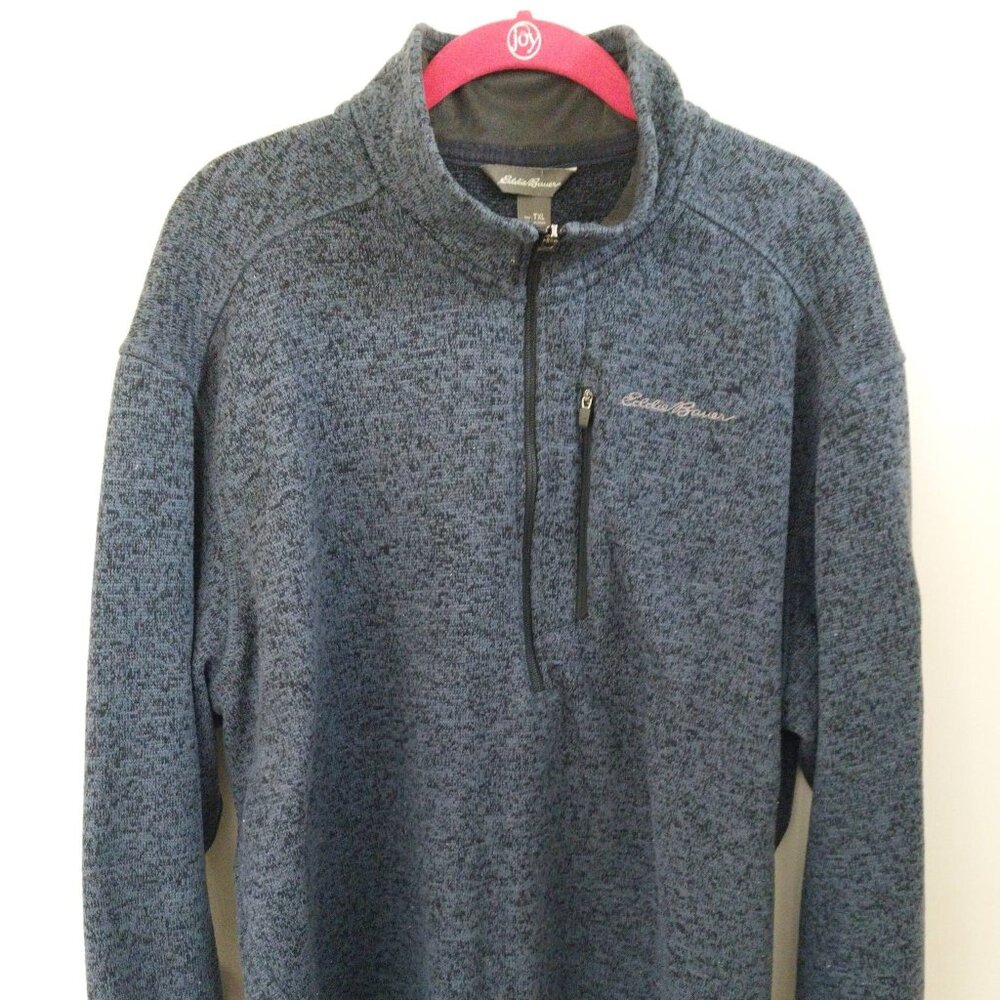Eddie Bauer Men's Fleece 1/2 Zip Sweater Jacket Heathered Blue X-Large Tall